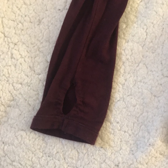 Free People | Laguna Maroon Thermal Top With Raw Hems and Thumbholes Size XS - Picture 11 of 13